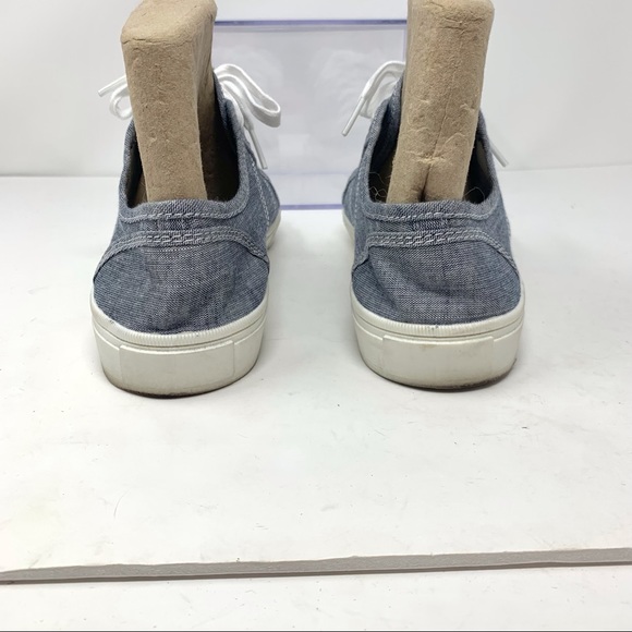 H&M Women sz 8.5 Gray/Navy Blue Canvas Flat Sneaker Shoe RN101255 - Picture 5 of 9